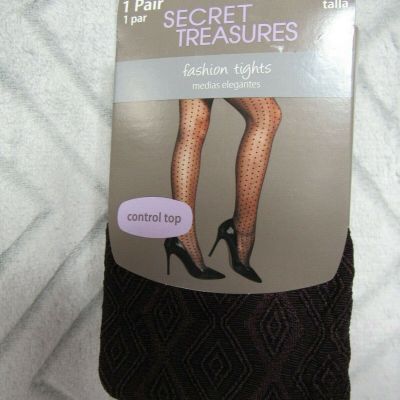 New Secret Treasures Fashion Tights 1 Pair Size 1 Burgundy Control Top  Nylon